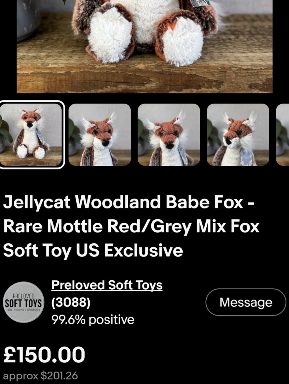 Jellycat Woodland Babe Fox - Rare Mottle Red/Grey Mix Fox Soft Toy US Exclusive - Picture 9 of 9